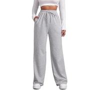 IQYU Women's Casual Trousers, Cotton, Sports Trousers, Women's Long Training Trousers, Plain Women's Trousers, Loose Wide Running Trousers, Sweatpants, Classic Straight Leg Trousers, Ankle Length
