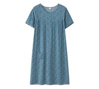 IQYU Women's Cotton Nightdress, Sleepwear, Women's Short Sleeve Flowers, Elegant Loose Casual Dress, Stretch Sleep Shirt, Beautiful Floral Dress, Round Neck Sleep Shirt, Knee-Length Summer Dress,