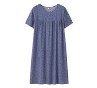 IQYU Women's Cotton Nightdress, Sleepwear, Women's Short Sleeve Flowers, Elegant Loose Casual Dress, Stretch Sleep Shirt, Beautiful Floral Dress, Round Neck Sleep Shirt, Knee-Length Summer Dress,