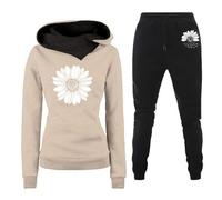 IQYU Women's Jogging Suit with Pullover Tracksuit Women's Large Sizes XXL Two Piece Floral Hoodie Jogging Bottoms Tracksuit Sweatshirt Sports Trousers Tracksuit 2-Piece Sports Suit Jogging Suits,