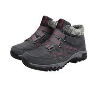 IQYU Women's Winter Thermal Boots for Women Snow Winter Warm Hiking Work Comfy Boots Sneakers Walking Shoes, gray, 6 UK