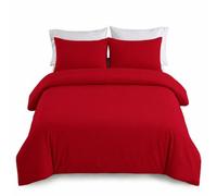 IR Imperial Rooms Double Duvet Cover Set Brushed Microfiber Plain Bedding Set with Pillow Cases Ultra Soft Button Closure Quilt Cover (200 x 200 cm Burgundy)