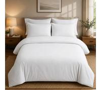 IR Imperial Rooms Double Duvet Cover Set Brushed Microfiber Plain Bedding White Bed Set with Pillow Cases Ultra Soft Button Closure Quilt Cover (200 x 200 cm)