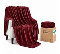 IR Imperial Rooms Fleece Blanket Large Throw - Burgundy, Queen 200X240 Cm