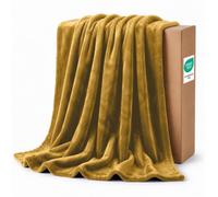 IR Imperial Rooms Fleece Blanket Throw Mustard, Twin/Double 150X200 Cm