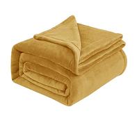 IR Imperial Rooms Fleece Blanket Throws for Sofas - Soft Fluffy 400 GSM Silk Touch Warm Blankets for Bed and Couch Bed Throw for Bedroom, Travel (Mustard, Twin/Double (150X200CM))