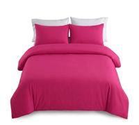 IR Imperial Rooms King Size Duvet Cover Sets Brushed Microfiber 3 PCs Plain Bedding Set with Pillow Cases Button Closure Ultra Soft Quilt Bed Cover (230 x 220 cm Pink)