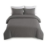 IR Imperial Rooms King Size Duvet Cover Sets Brushed Microfiber 3 PCs Plain Grey Bedding Set with Pillow Cases Button Closure Ultra Soft Quilt Bed Cover (230 x 220 cm)