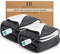 IR Imperial Rooms Sherpa Fleece Blanket Queen Size 2 Pack - Fluffy Microfiber Solid Blankets for Bed - Soft Cozy Warm & Thick Large Throws for Sofas and Couch, Grey, 200x240cm