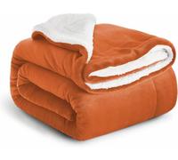 IR Imperial Rooms Sherpa Fleece Blanket Queen Size Fluffy Microfiber Solid Blankets for Bed - Soft Cozy Warm & Thick Large Throws for Sofas and Couch, Rust, 200x240cm