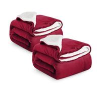 IR Imperial Rooms Sherpa Fleece Throw Blanket 2 Pack - Fluffy Microfiber Solid Blankets - Thick and Warm Soft Cozy Throws for Bed Sofa and Couch Burgundy, Throw/Single Size, 130x150cm