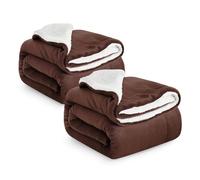 IR Imperial Rooms Sherpa Fleece Throw Blanket 2 Pack - Fluffy Microfiber Solid Large Blankets Thick and Warm Soft Cozy Throws for Bed Sofa and Couch Coffee, King Size, 230x270cm
