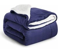 IR Imperial Rooms Sherpa Fleece Throw Blanket - Fluffy Microfiber Solid Large Blankets Thick and Warm Soft Cozy Throws for Bed Sofa and Couch Navy, King Size, 230x270cm