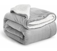 IR Imperial Rooms Sherpa Fleece Throw Blanket - Thick and Warm, Fluffy Microfiber Solid & Soft Blankets for Bed Sofa and Couch Double/Twin Size, Silver Grey, 150x200cm