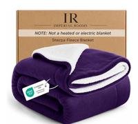 IR Imperial Rooms Sherpa Fleece Throw Blanket - Thick and Warm, Fluffy Microfiber Solid & Soft Blankets for Bed Sofa and Couch Double/Twin Size, Purple, 150x200cm