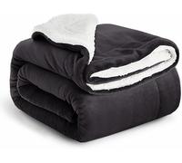 IR Imperial Rooms Sherpa Fleece Throw Blanket - Thick and Warm, Fluffy Microfiber Solid & Soft Blankets for Bed Sofa and Couch Double/Twin Size, Black, 150x200cm