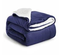 IR Imperial Rooms Sherpa Fleece Throw Blanket - Thick and Warm, Fluffy Microfiber Solid & Soft Blankets for Bed Sofa and Couch Double/Twin Size, Navy, 150x200cm