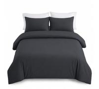 IR Imperial Rooms Single Duvet Cover Set, Charcoal, 135 x 200 cm | Brushed Microfiber, Plain, Button Closure, Ultra Soft, 2 PCs Quilt Cover with Pillow Case