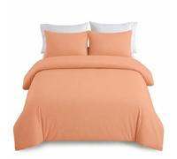 IR Imperial Rooms Super King Duvet Set Brushed Microfiber 3 Piece Plain Bedding Sets with Pillow Cases -Ultra Soft Duvet Cover with Button Closure (260 x 220 cm) - Peach