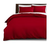 IR Imperial Rooms Super King Duvet Set Brushed Microfiber 3 Piece Plain Bedding Sets with Pillow Cases Ultra Soft Duvet Cover with Button Closure (260 x 220 cm Burgundy)