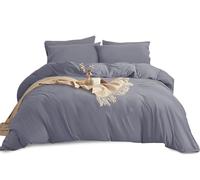IR Imperial Rooms Super King Duvet Set Brushed Microfiber 3 Piece Plain Grey Bedding Sets with Pillow Cases Ultra Soft Duvet Cover with Button Closure (260 x 220 cm)