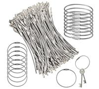 Ira Pollitt 100 Pieces 6 Inch Wire Keychain Cable 2mm Twist Barrel Stainless Steel Key Rings Loop Wire Cable Braided Steel Key Chain Heavy Duty Luggage Tags Loops Tag Keepers for Hiking Items Hanging