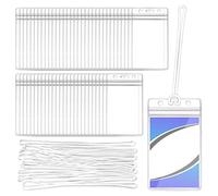 Ira Pollitt 50 Pieces Clear Plastic Luggage Identification Tags ID Identifier Labels and 50 Pieces Plastic Luggage Loops Travel Straps for Business Travel Supplies (11.5 x 6.5 cm)