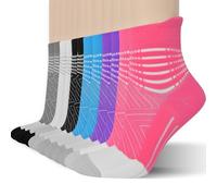 IRAMY Compression Ankle Support Running Socks for Women Men Trainer Coolmax Wicking 6 Pairs Athletic Cushioned Plantar Fasciitis Socks