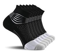 IRAMY Compression Ankle Support Running Socks for Women Men Trainer Wicking 3 Pairs Athletic Cushioned Plantar Fasciitis Socks Dark Black S