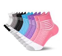 IRAMY Compression Ankle Support Running Socks for Women Men Trainer Wicking 6 Pairs Athletic Cushioned Plantar Fasciitis Socks Assorted M