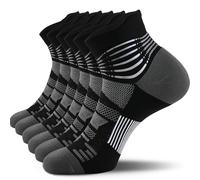 IRAMY Compression Ankle Support Socks Men Running Coolmax Wicking Cushioned Athletic Plantar Fasciitis Relief Women, 3 Pairs, Black, S