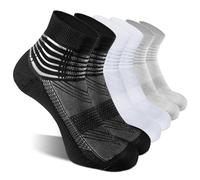 IRAMY Compression Ankle Support Socks Men Running Trainer Women Coolmax Wicking Cushioned Athletic Plantar Fasciitis Relief 3 Pairs (Black+Light White+Grey M)