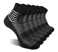 IRAMY Compression Ankle Support Socks Men Running Trainer Women Coolmax Wicking Cushioned Athletic Plantar Fasciitis Relief 3 Pairs (Black M)