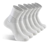 IRAMY Compression Ankle Support Socks Men Running Women Trainer Coolmax Wicking Plantar Fasciitis Relief Hiking Crew Socks 3 Pairs White XL