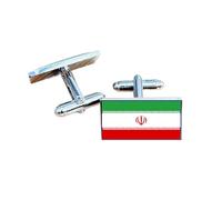 Iran Flag Cufflinks - Iranian National Emblem Gift for Men | Green, White & Red Flag with Central Emblem Design | Groomsmen Wedding Gift | Gift Box Included | Proud Iran Heritage Keepsake
