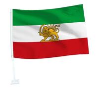 Iran Flag - Iran Lion and Sun Flag | Non-Slip Patriotic Window Persian Flags with Flagpole for Vehicles | Iranian Car Window Flags for Sedan Truck RV Travel City Touring (A)