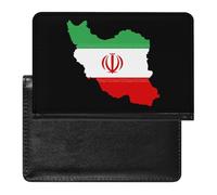 Iran Flag Map Leather Passport Holder ID Card Protector Portable Cover Case Travel Wallet for Men Women