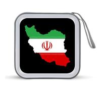 Iran Flag Map Portable Zipper CD Case 40 Capacity DVD Collection Holder for Car Office Home Travel