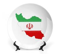 Iran Flag Map Printed Ceramic Decorative Plate Chinese Style Bone Dish with Stand China Art Porcelain Plates