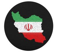 Iran Flag Map Wooden Puzzle Letter on Back Circular Easy Jigsaw Puzzles for Elderly Birthday Gift Family Game