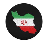 Iran Flag Map Wooden Puzzle Letter on Back Circular Easy Jigsaw Puzzles for Elderly Birthday Gift Family Game