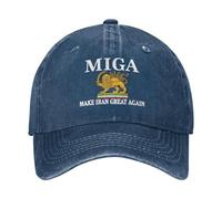 Iran Flag Snapback Cap for Men - Classic 6 Panel Flat Bill Hip Hop Style Hat, Adjustable Solid Color Design Men and Women Washable Soft Top Baseball Caps with MIGA Printed Outdoor Hats
