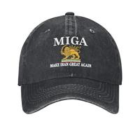 Iran Flag Snapback Cap for Men - Classic 6 Panel Flat Bill Hip Hop Style Hat, Adjustable Solid Color Design Men And Women Washable Soft Top Baseball Caps With MIGA Printed Outdoor Hats (One Size)