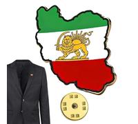Iran Lion Pin Metal Flag Badge, Royal Emblem Brooch Accessory, Gold Sun Symbol Lapel Badge with Sturdy Alloy Finish, Vintage Style Coat Pin for Jacket Hat Backpack Everyday Wear