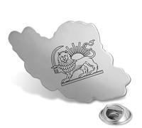 Iran Map Brooch Pins Stainless Steel Persia Iran Flag Lion and Sun Crown/Faravahar/Derafsh Kaviani Persian Iranian Lapel Pins Brooch Badge Souvenir Gifts (Silver 6)