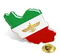 Iran Map Brooch Pins Stainless Steel Persia Iran Flag Lion and Sun Crown/Faravahar/Derafsh Kaviani Persian Iranian Lapel Pins Brooch Badge Souvenir Gifts (Gold 5)