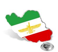 Iran Map Brooch Pins Stainless Steel Persia Iran Flag Lion and Sun Crown/Faravahar/Derafsh Kaviani Persian Iranian Lapel Pins Brooch Badge Souvenir Gifts (Silver 5)