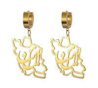 Iran Map Earrings Iranian Flag Persian Calligraphy Earrings Patriotic Heritage Pride Peace Jewelry Souvenir Series Gifts for Women Men (“ایران” - Iran gold)