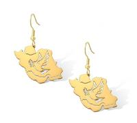 Iran Map Earrings with Peace Dove/Embrace/Flag Color CZ Stainless Steel Iranian Patriotic Dangle Earrings Persian Jewelry Gift for Women (Gold 1)