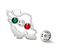 Iran Map Embrace Brooch Iranian Heritage Pride Hugging Hands Persian Pin Peace Patriotic Symbolic Flag Jewelry Souvenir Series Gifts for Women Men (Crystals silver)